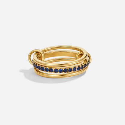 Kaili Stacked Band Ring with Blue Crystals
