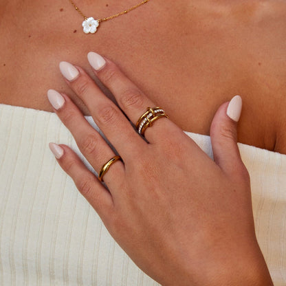 Kaili Triple Band Gold-Tone Stacking Ring