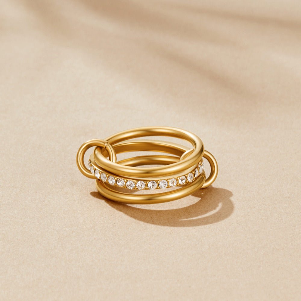 Kaili Triple Band Gold-Tone Stacking Ring