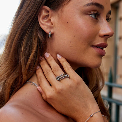 Kaili Multi-Band Silver-Tone Stacked Look Ring