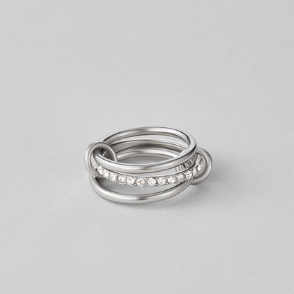 Kaili Multi-Band Silver-Tone Stacked Look Ring