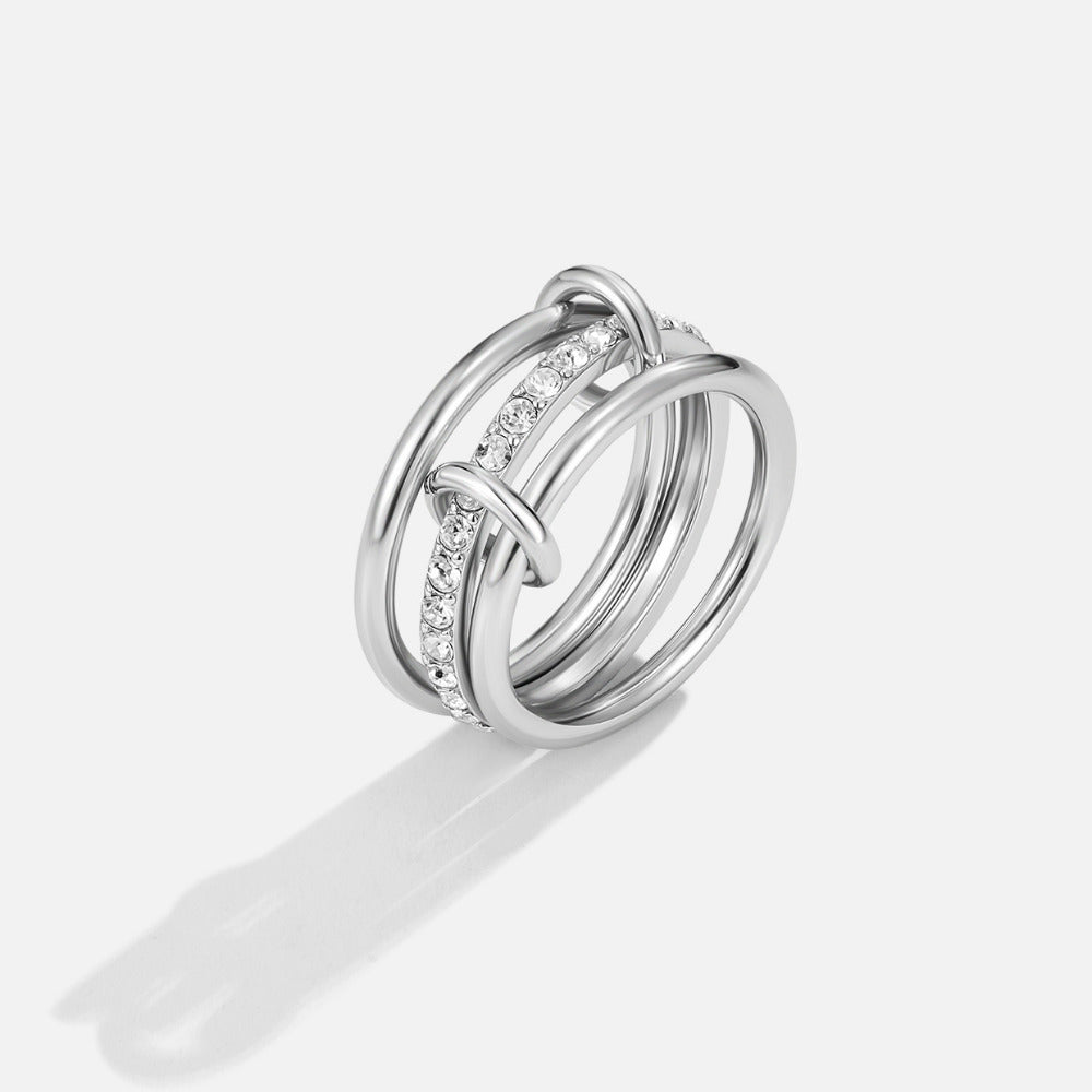 Kaili Multi-Band Silver-Tone Stacked Look Ring