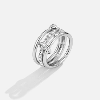 Kaili Multi-Band Silver-Tone Stacked Look Ring