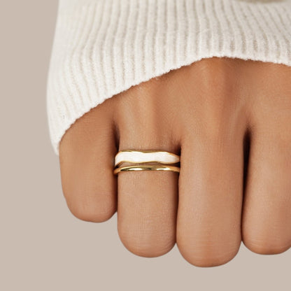 Sahara Layered Line Gold-Tone Single Ring