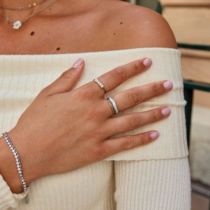 Sahara Layered Line Silver-Tone Single Ring