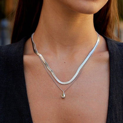 Bella Teardrop Silver-Tone Double Chain Necklace