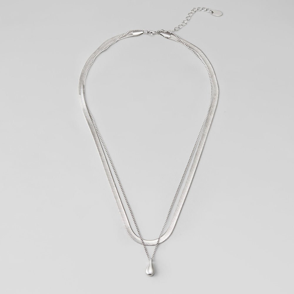 Bella Teardrop Silver-Tone Double Chain Necklace