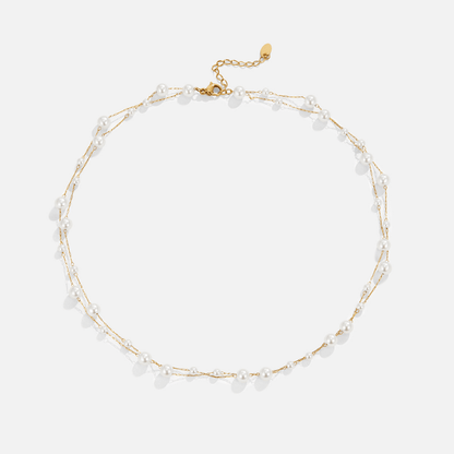 Tori Pearl-Scattered Doubled Chain Necklace