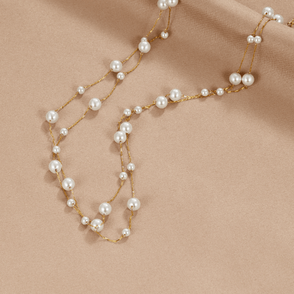 Tori Pearl-Scattered Doubled Chain Necklace