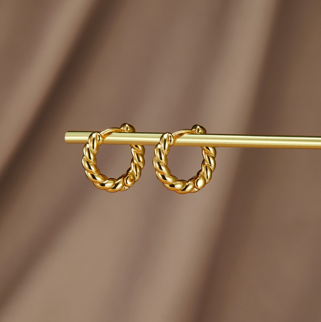 Layla Soft Twist Earrings in Warm Gold-Tone