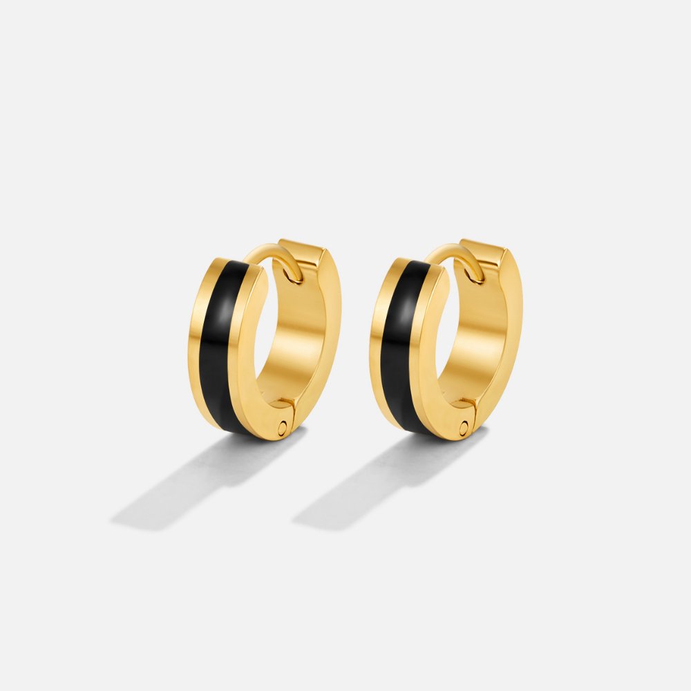 Leigh Matt Black Enamel Hoop Earrings
