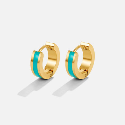 Leigh Soft Teal Narrow Line Hoop Earrings