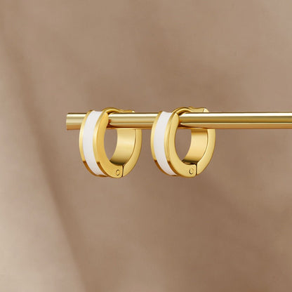 Leigh Smooth White Enamel Hoop Earrings