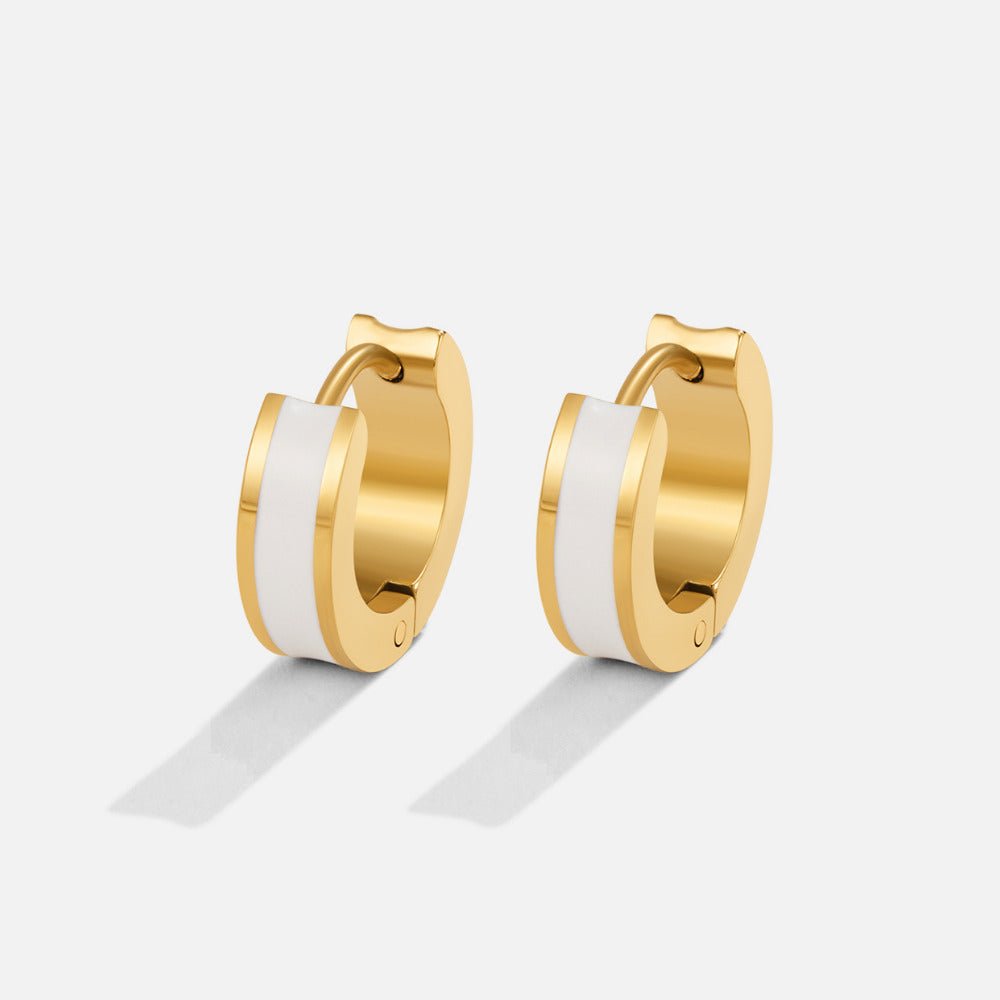 Leigh Smooth White Enamel Hoop Earrings