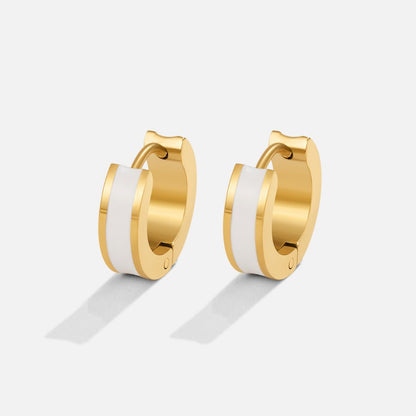 Leigh Smooth White Enamel Hoop Earrings