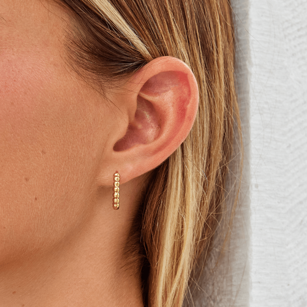 Leona Tiny Bead Gold-Tone Hoop Earrings