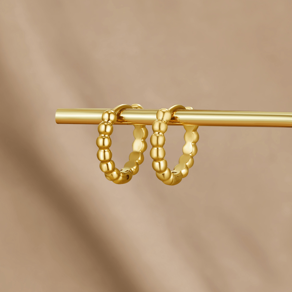 Leona Tiny Bead Gold-Tone Hoop Earrings