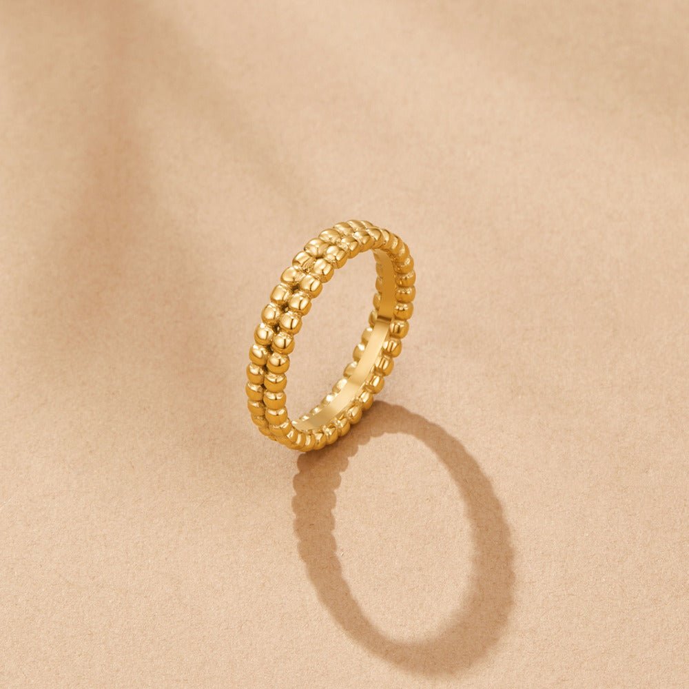 Leona Beaded Edge Gold-Tone Slim Band Ring