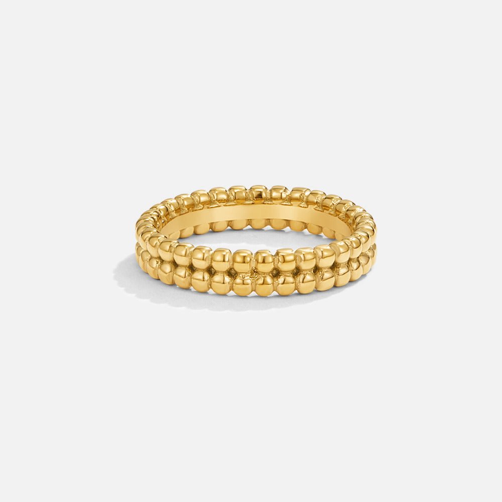 Leona Beaded Edge Gold-Tone Slim Band Ring
