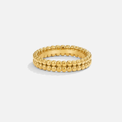 Leona Beaded Edge Gold-Tone Slim Band Ring