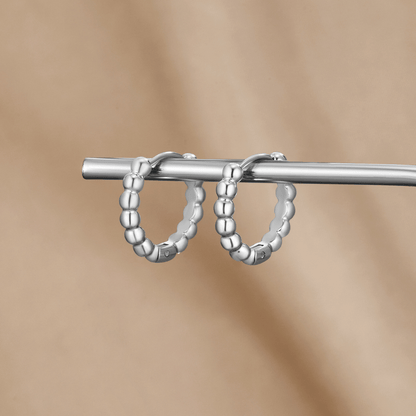 Leona Tiny Bead Silver-Tone Hoop Earrings