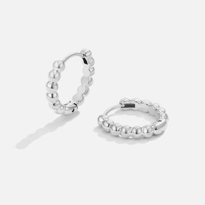 Leona Tiny Bead Silver-Tone Hoop Earrings