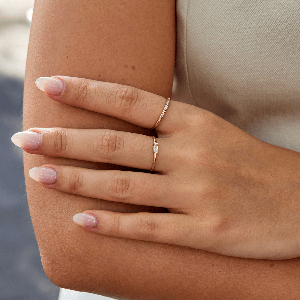 Leonore Baguette Cut Crystal Slim Row Ring