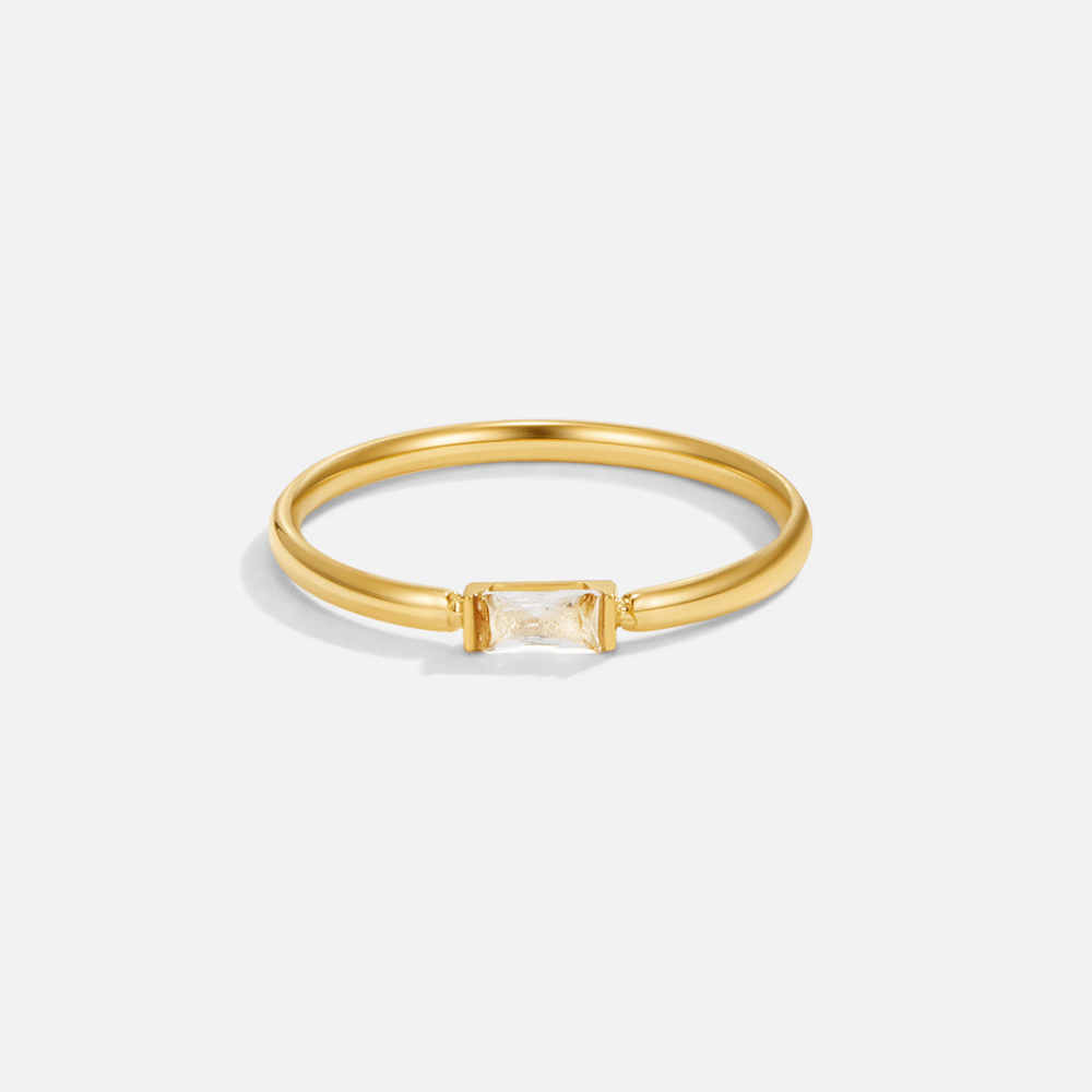 Leonore Baguette Cut Crystal Slim Row Ring