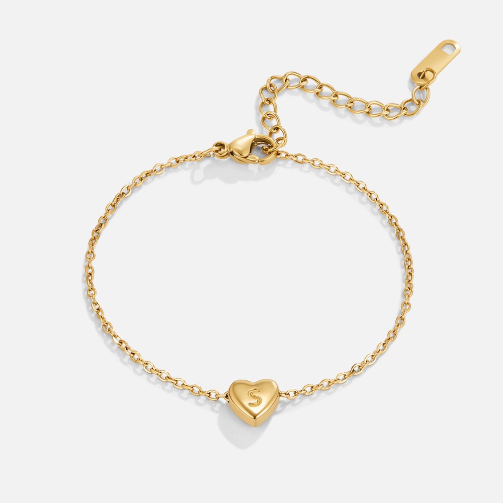 Initial Heart Charm Bracelet