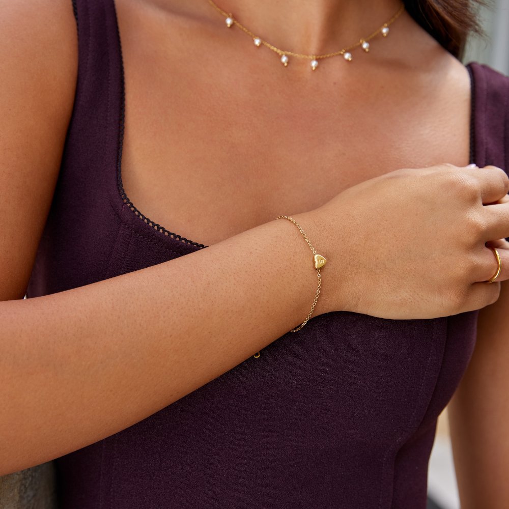 Initial Heart Charm Bracelet
