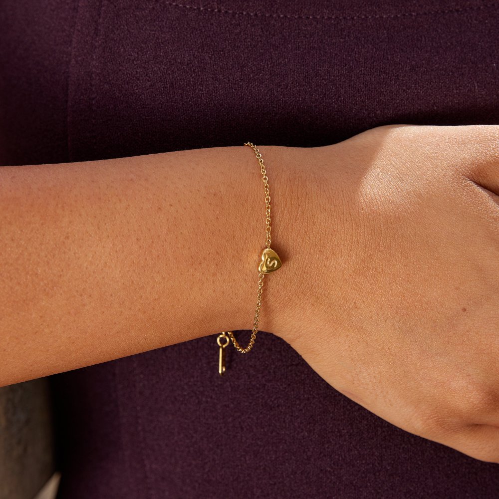 Initial Heart Charm Bracelet