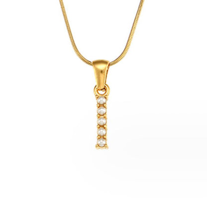 Letter and Pearl Bead Chain Necklace