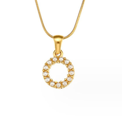 Letter and Pearl Bead Chain Necklace