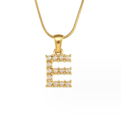 Letter and Pearl Bead Chain Necklace