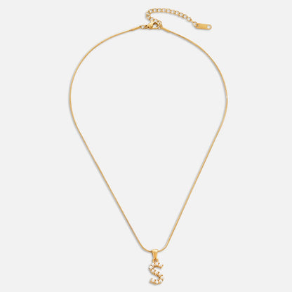 Letter and Pearl Bead Chain Necklace