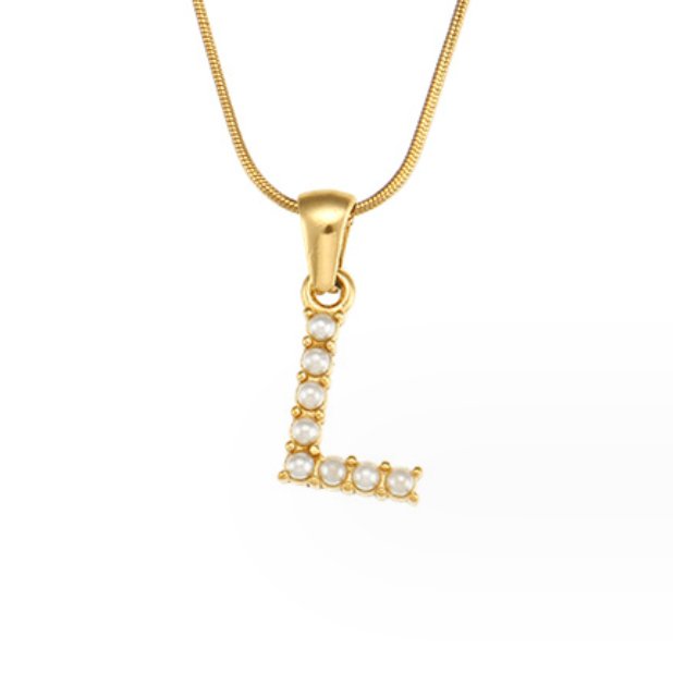 Letter and Pearl Bead Chain Necklace
