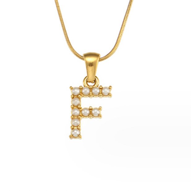 Letter and Pearl Bead Chain Necklace