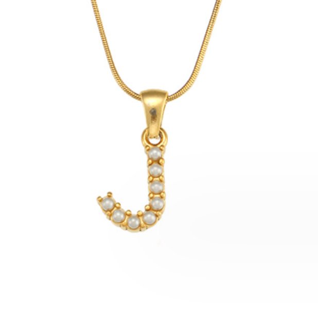 Letter and Pearl Bead Chain Necklace