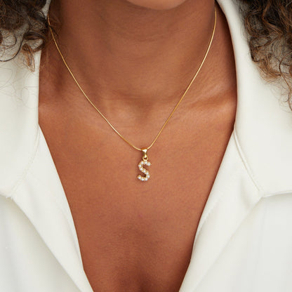 Letter and Pearl Bead Chain Necklace