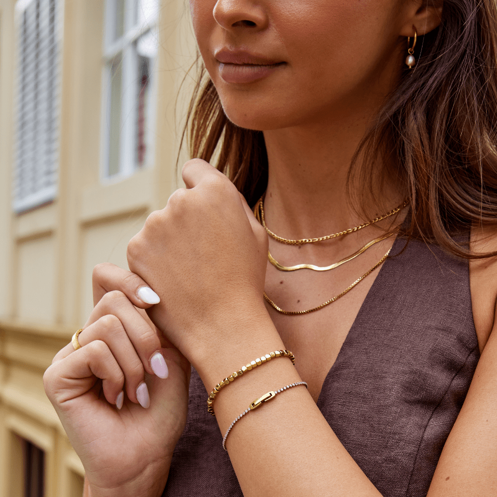 Lexi Small Square Bead Gold-Tone Bracelet