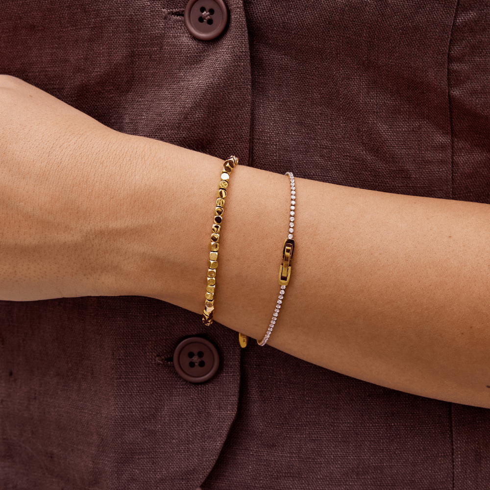Lexi Small Square Bead Gold-Tone Bracelet
