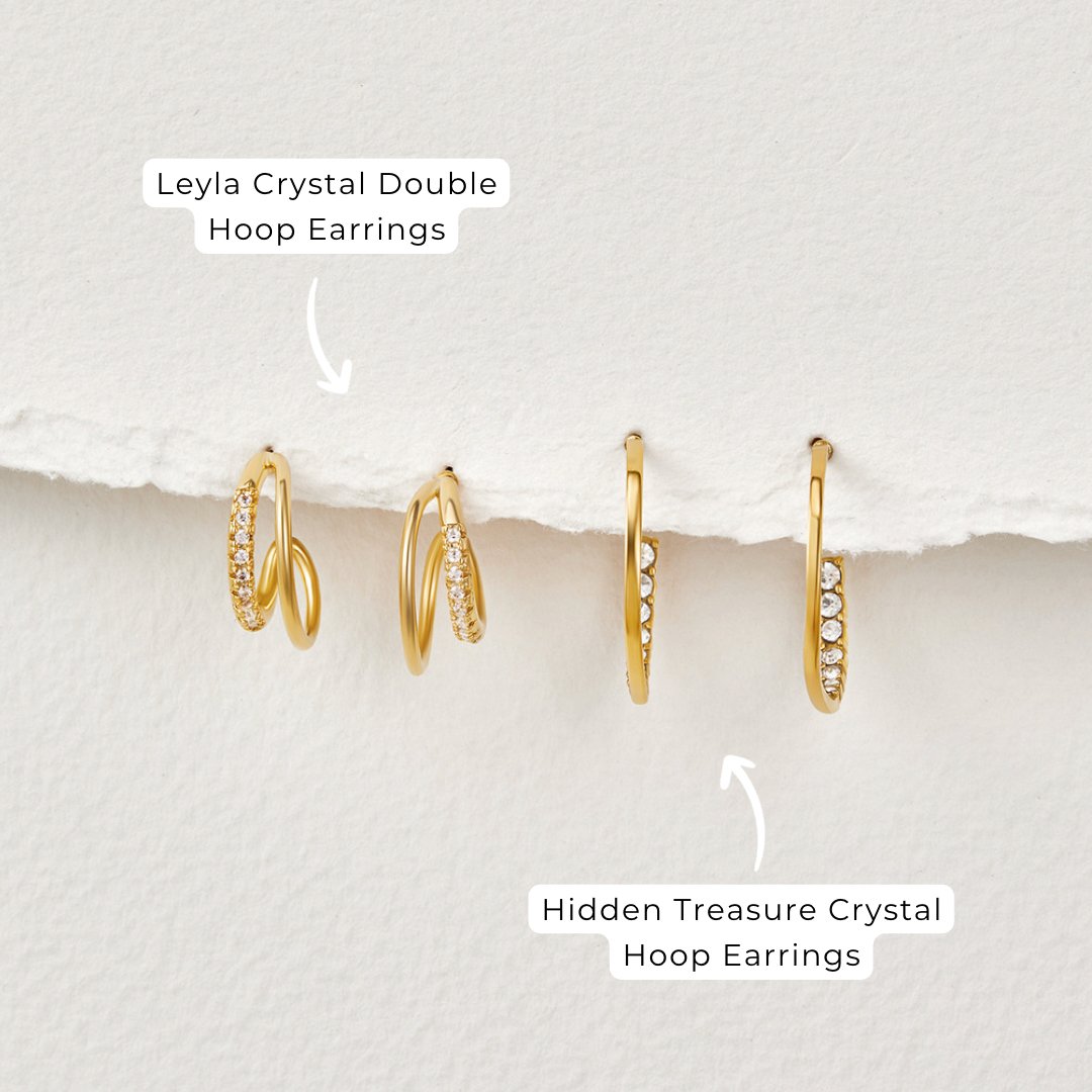 Leyla Double Hoop Earrings Lined with Crystal