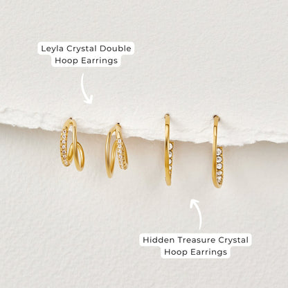 Leyla Double Hoop Earrings Lined with Crystal