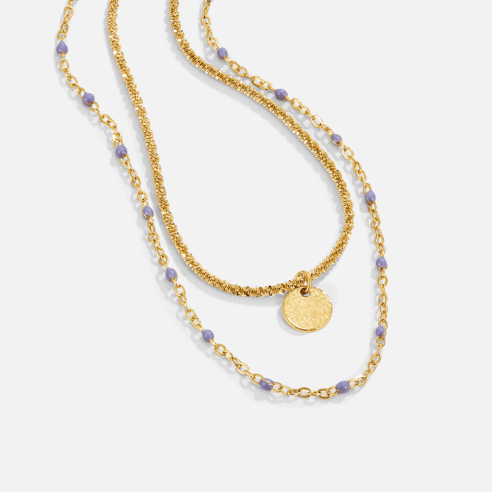 Lia Coin and Bead Gold-Tone Layer Necklace
