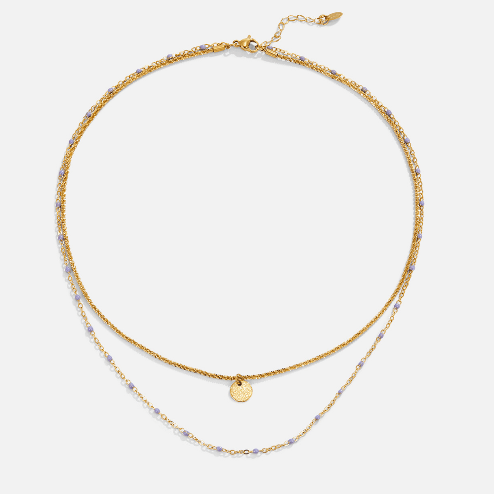 Lia Coin and Bead Gold-Tone Layer Necklace
