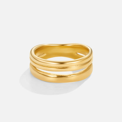 Lia Fine Gold-Tone Triple Band Layered Ring