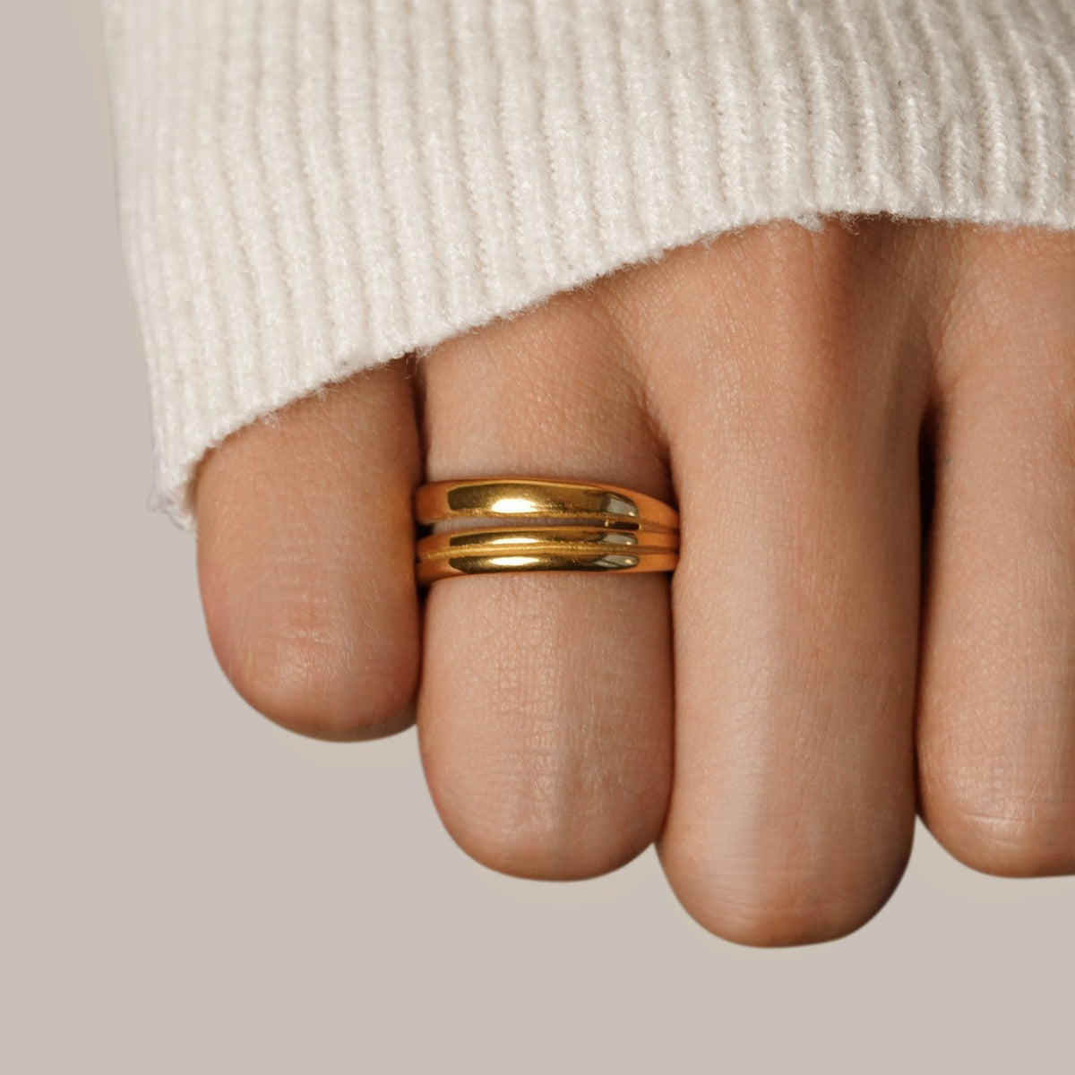 Lia Fine Gold-Tone Triple Band Layered Ring