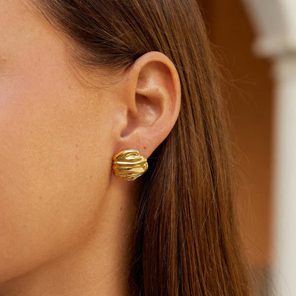 Lila Fluted Gold-Tone Button Stud Earrings