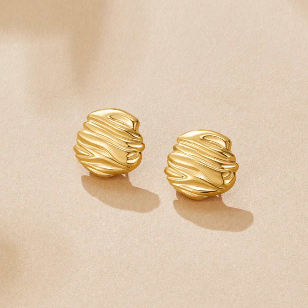 Lila Fluted Gold-Tone Button Stud Earrings