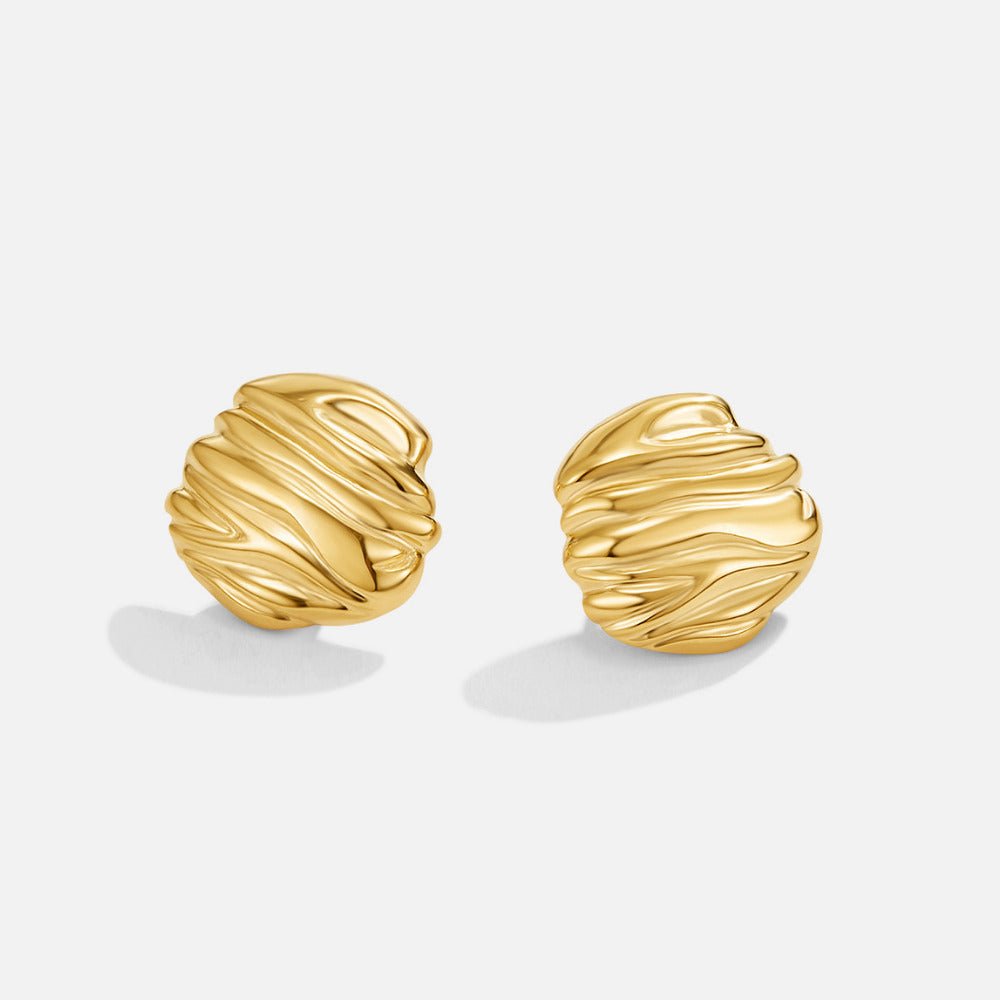 Lila Fluted Gold-Tone Button Stud Earrings